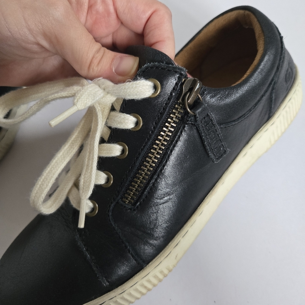 Born Black Leather Low-Top Sneakers with Cream Laces - Picture 3 of 9
